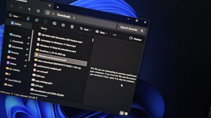 微軟證實:Win11 24H2/25H2文件管理器已禁用下載文件預覽功能 圖片